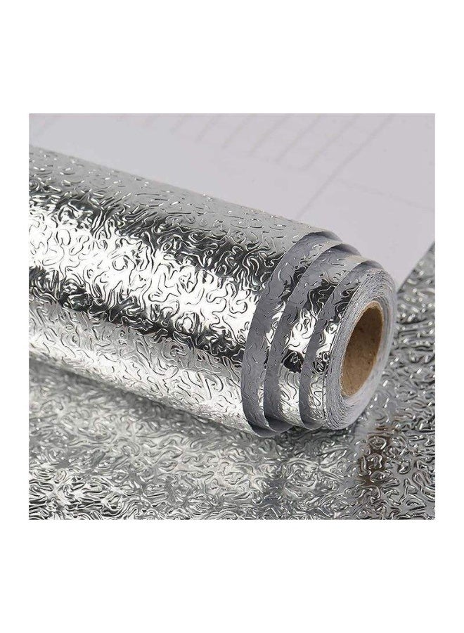 Heavy duty Aluminum Foil Kitchen Wall Sticker 60cm x 200cm, Peel and Stick Oil-Proof Heat Resistant Backsplash Wallpaper (silver) for Kitchen Countertops Cabinets & Walls - Image 1