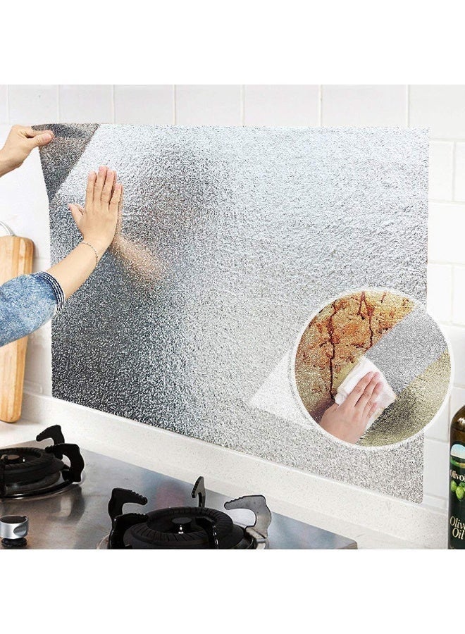 Heavy duty Aluminum Foil Kitchen Wall Sticker 60cm x 200cm, Peel and Stick Oil-Proof Heat Resistant Backsplash Wallpaper (silver) for Kitchen Countertops Cabinets & Walls - Image 2