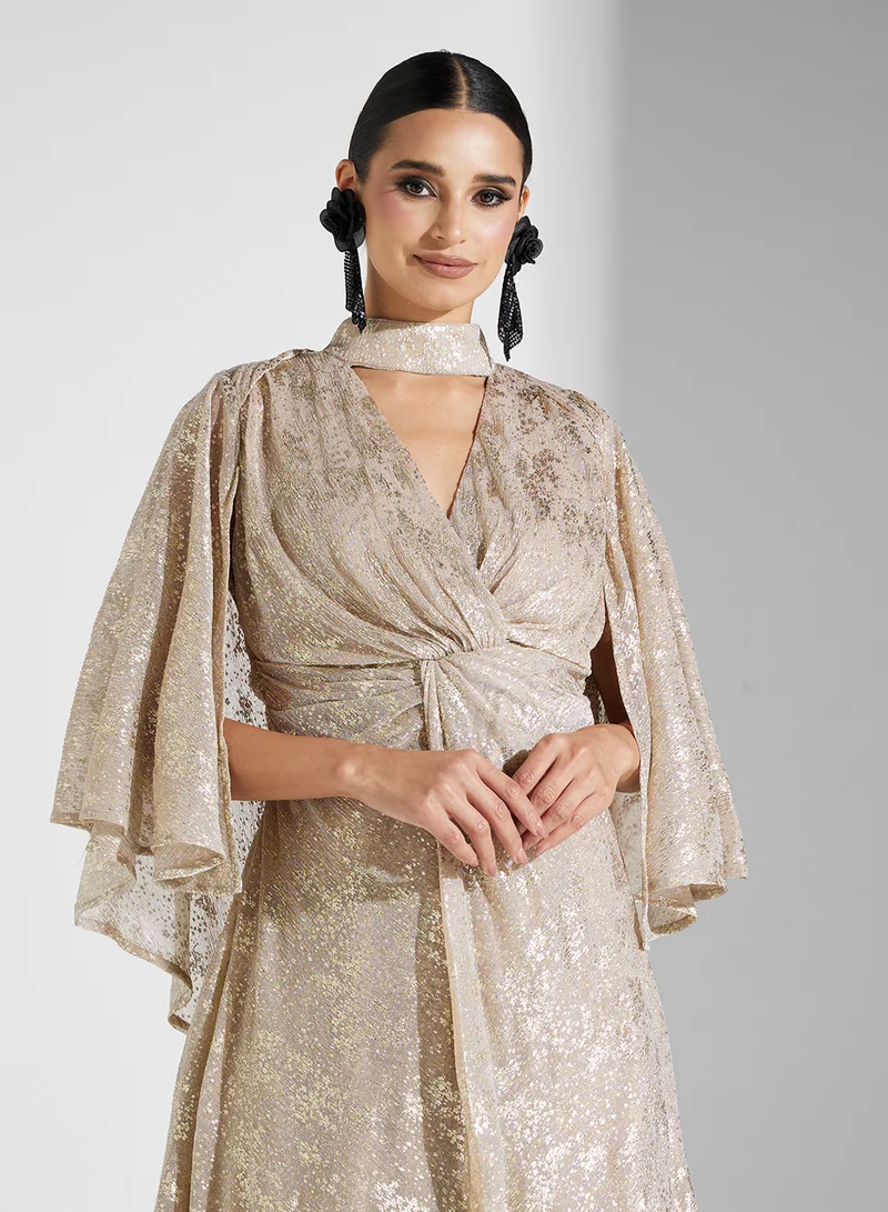 Golden Apple METALLIC 3/4TH SLEEVES MAXI DRESS