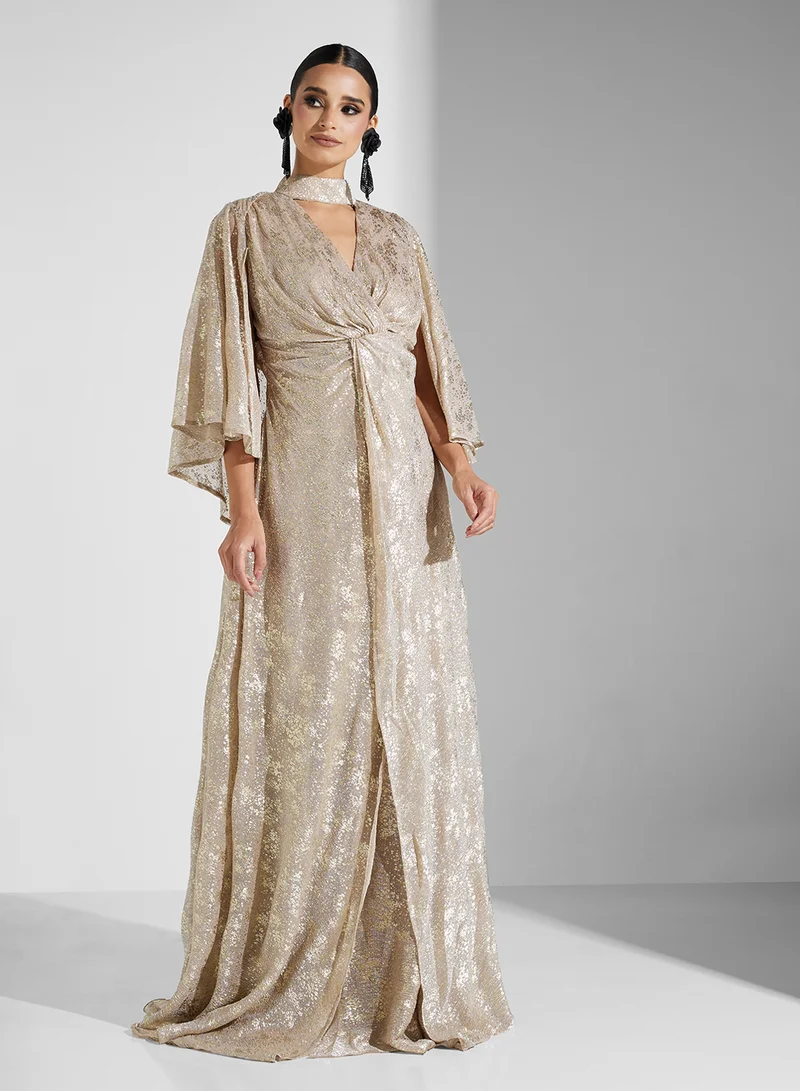 Golden Apple METALLIC 3/4TH SLEEVES MAXI DRESS