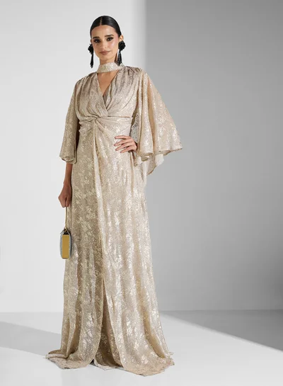 slim fit dress slacks Serene Hill Gold A-Line Cape Sleeve Evening Dresses Gowns 2025 Beaded –  SERENE HILL main image 1