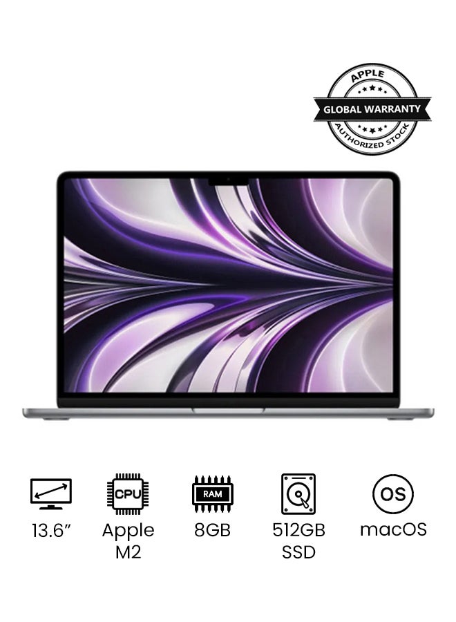 ابل  شاشة MacBook Air MLXX3 مقاس 13.6 بوصة: شريحة Apple M2 مع وحدة معالجة مركزية 8 النواة ووحدة معالجة رسومات 10 نواة، ولوحة مفاتيح باللغة الإنجليزية سعة 512 جيجابايت - Image 1