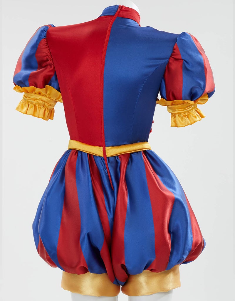 Cosplay.fm Women's Clown Costume Carnival Outfit Jumpsuit and Hat with Gloves and Socks Halloween Costume for Adult Women (Red and Blue, L) - Image 3