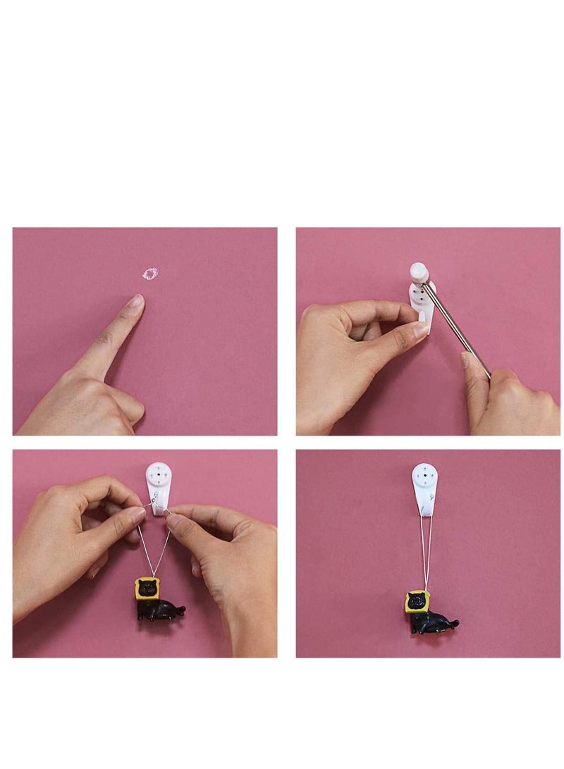 ECVV 48 Pcs Invisible Non-Trace Wall Picture Hook, Durable Hardwall Hanging Hook for Photo Frame Art Painting Hangers, Concrete Wall Hooks Nail Plastic - Image 3