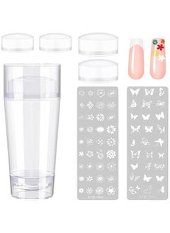 MOXO French Nail Stamper, Nail Stamper Kit  2 Nail Art Stamper, Nail Scraper, 2 Nail Stamping Plate, 4 Replaceable Silic Jelly Heads for Gel Mani Home Salon Nail Art DIY  - Image 1