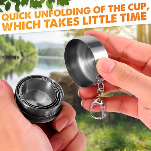 MeeTo Pack of Portable Folding Stainless Steel Travel Mug Cup - Compact 125ml Camping Foldable Glass, Lightweight and Durable for Outdoor Adventures Small-Pack of 1 - Image 5