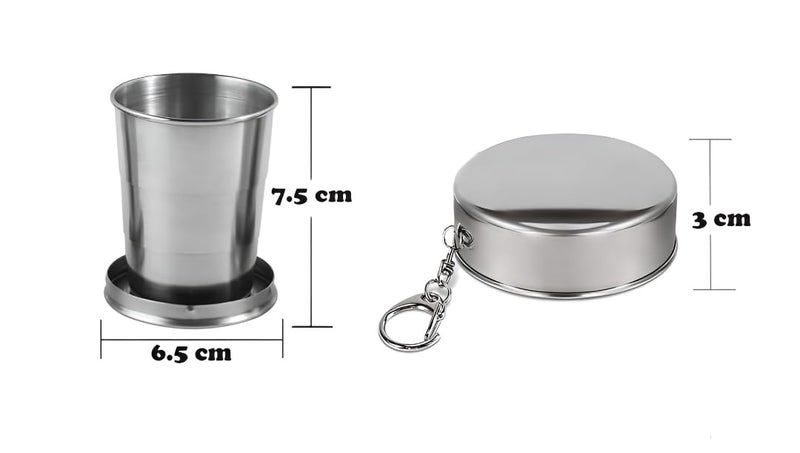 MeeTo Pack of Portable Folding Stainless Steel Travel Mug Cup - Compact 125ml Camping Foldable Glass, Lightweight and Durable for Outdoor Adventures Small-Pack of 1 - Image 4