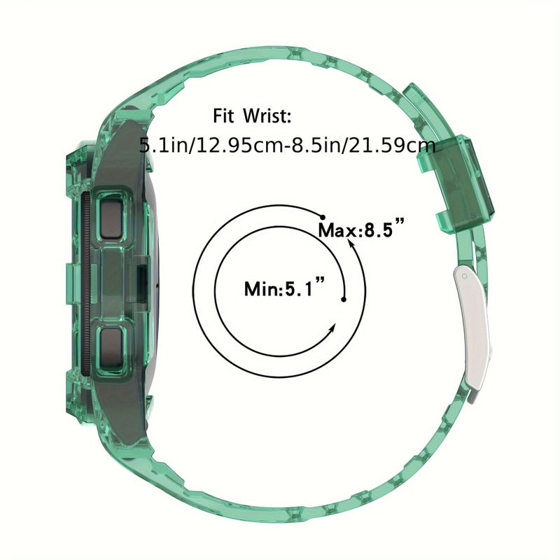 غطاء شفاف متكامل مع حزام متوافق مع ساعات Galaxy Watch6 و5 و4 مقاس 40 ملم و44 ملم، مناسب للرياضة - Image 2