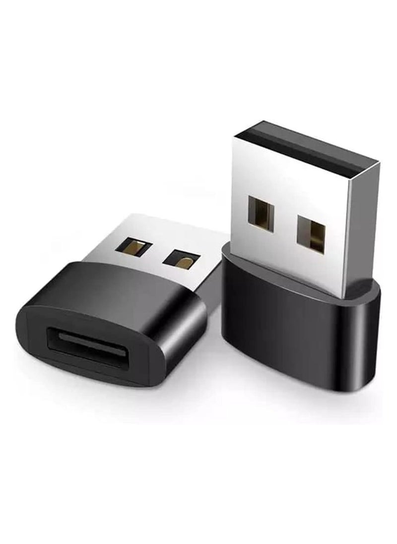Generic - 2 Pack New USB C Female to USB A Male Adapter Type C Charger Plug Power Converter (Black) - Image 1