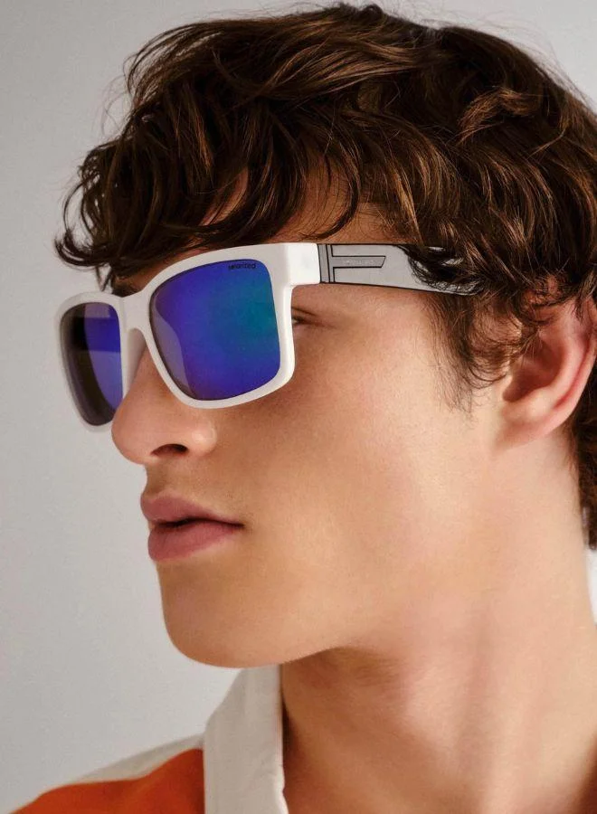 Solarized Square D-Frame Sunglasses – Bold Oversized UV400 Shades for Men – Retro Sport Style with Mirror Lens & Durable Frame – Festival, Streetwear, Outdoor