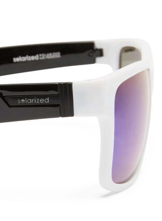 Solarized Square D-Frame Sunglasses – Bold Oversized UV400 Shades for Men – Retro Sport Style with Mirror Lens & Durable Frame – Festival, Streetwear, Outdoor