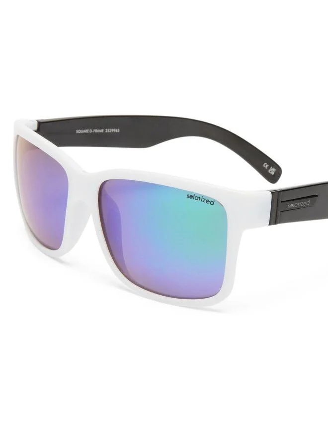 Solarized Square D-Frame Sunglasses – Bold Oversized UV400 Shades for Men – Retro Sport Style with Mirror Lens & Durable Frame – Festival, Streetwear, Outdoor