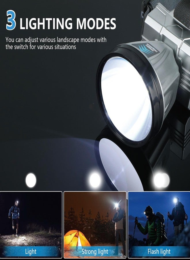 Rednow Super Bright Rechargeable High Power Headlamp, LED Headlamp Rechargeable Head Lamp, Head Lamps LED Rechargeable Bright Headlamp, Outdoor Waterproof Camping Running Portable Headlamp (A) - Image 5