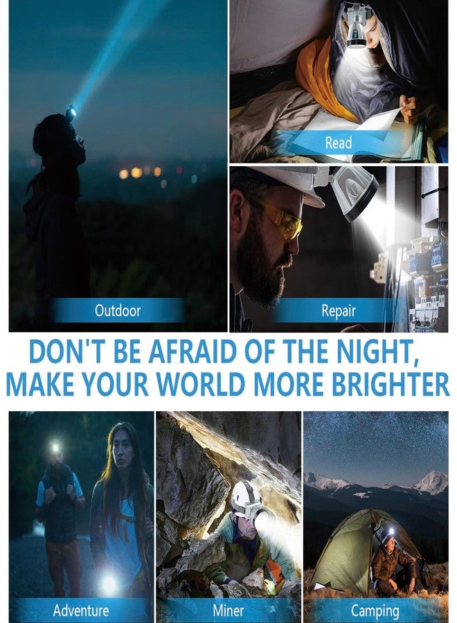 Rednow Super Bright Rechargeable High Power Headlamp, LED Headlamp Rechargeable Head Lamp, Head Lamps LED Rechargeable Bright Headlamp, Outdoor Waterproof Camping Running Portable Headlamp (A) - Image 2