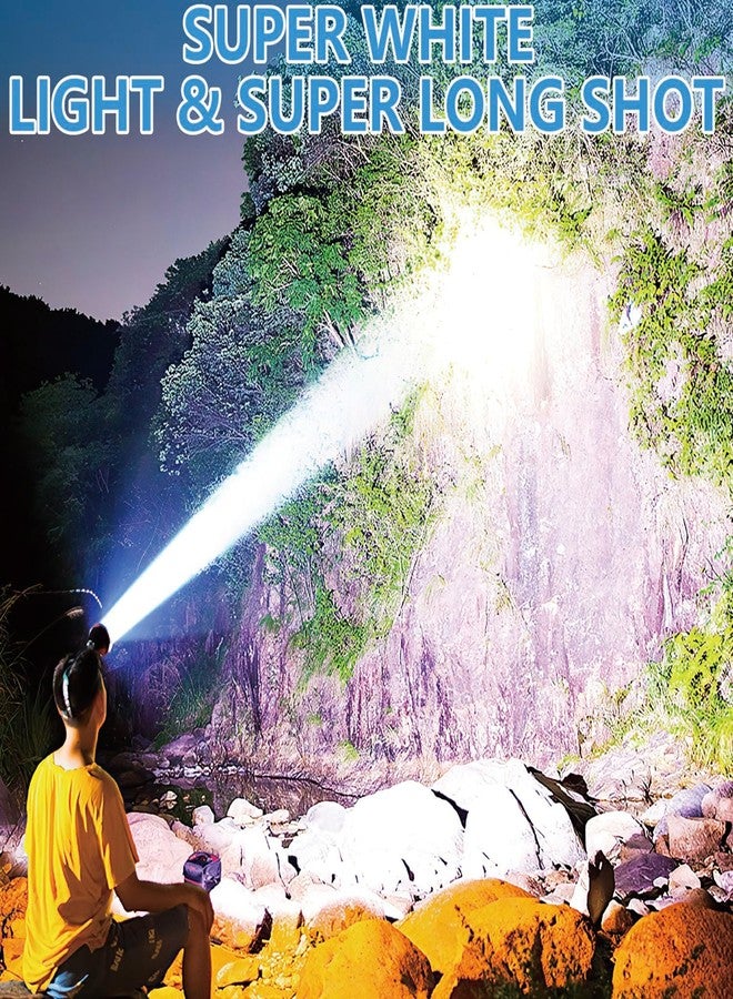 Rednow Super Bright Rechargeable High Power Headlamp, LED Headlamp Rechargeable Head Lamp, Head Lamps LED Rechargeable Bright Headlamp, Outdoor Waterproof Camping Running Portable Headlamp (A) - Image 4