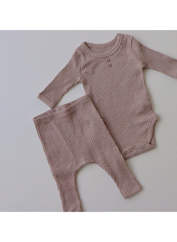 Baby Crawling Clothes Baby pink Onesie + Pants Set - Image 1