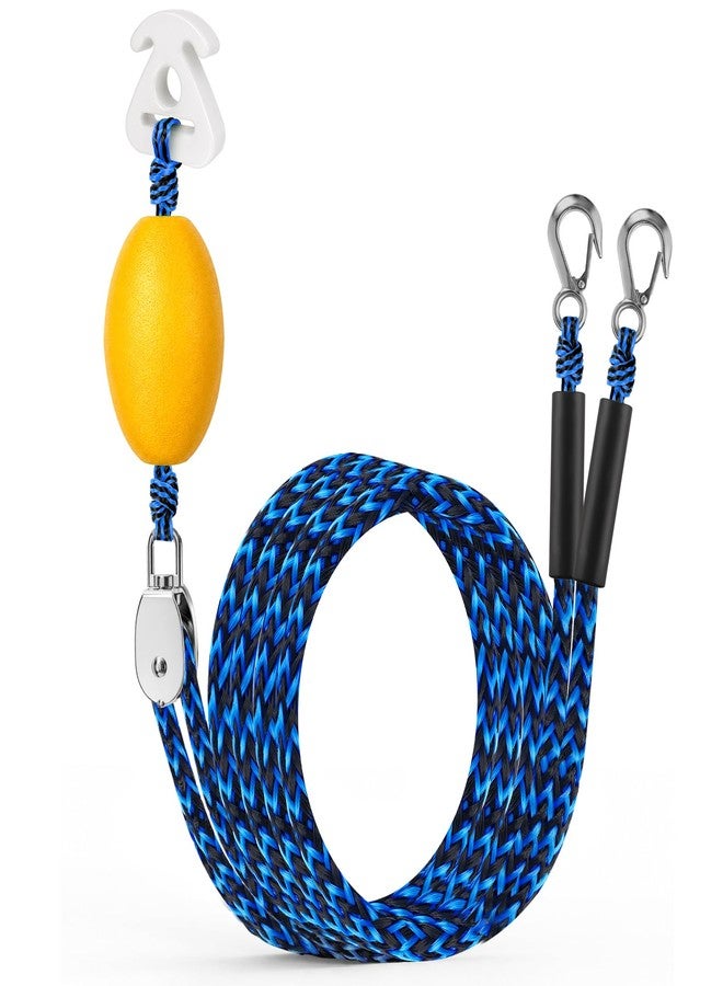 Phoncoo Boat Tow Harness for Tubing, Self Centering Boat Tow Rope with Pulley and Large Hooks, Heavy Duty Tubing Rope for 1-4 Riders Towable Tubes, Water Ski, Wakeboarding, Watersports(Blue & Black) - Image 1