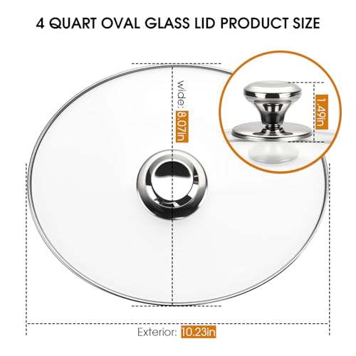 SUKABU Oval Glass Lid 4 Quart Replacement for Hamilton Beach 33443 Slow Cooker, 4qt Slow Crock Pot Lid Replacement, Clear Cooker Crock Pot Lid Replacement Part - Image 2