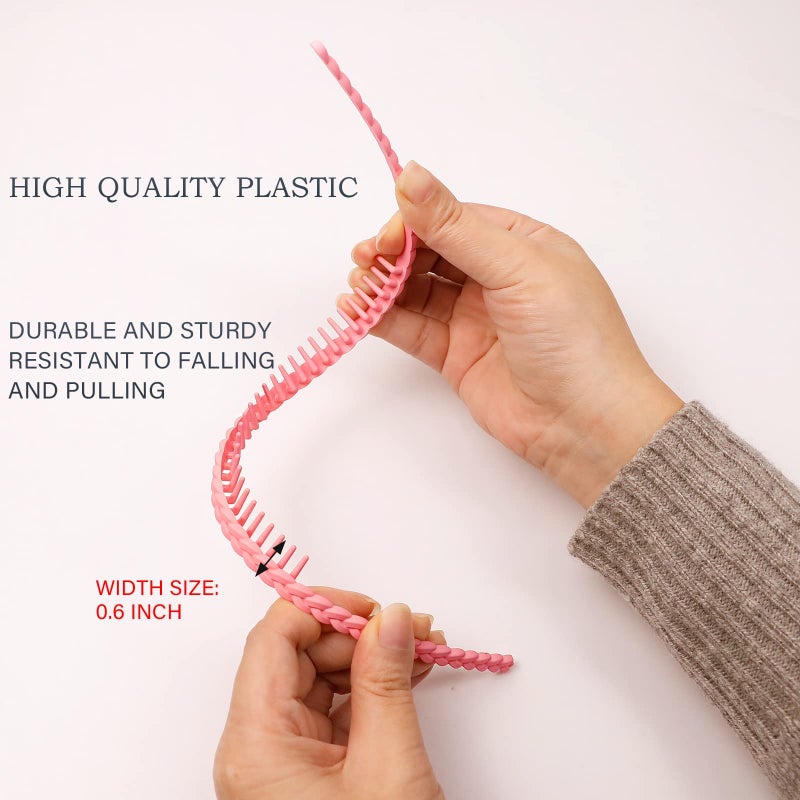 LAPOHI 10 PCS Colorful Fashion Effortless Plastic Headbands with Teeth No Slip Comb Hair Bands for Women, Men, Teen Girls - Image 5