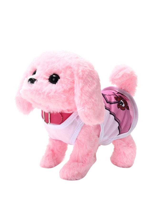 Simulation Electric Plush Golden Retriever Dog Leash Walking Wagging Tail Barking Pet Electronic Children's Toy Dog-Color:Pink (type A Wearing Clothes, Clothes Are Random, Please Note If You Need To Specify)  - Image 1