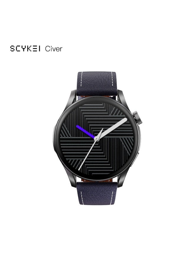 SCYKEI Civer Smartwatch 1.43" AMOLED , Bluetooth Calling & NFC Support - Black With Stainless Steel Metal Black Strap Gift - Image 5