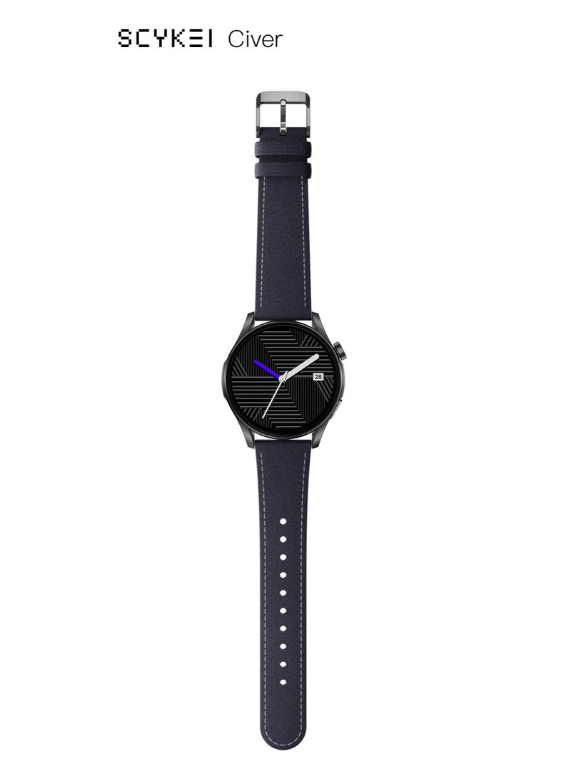 SCYKEI Civer Smartwatch 1.43" AMOLED , Bluetooth Calling & NFC Support - Black With Stainless Steel Metal Black Strap Gift - Image 2