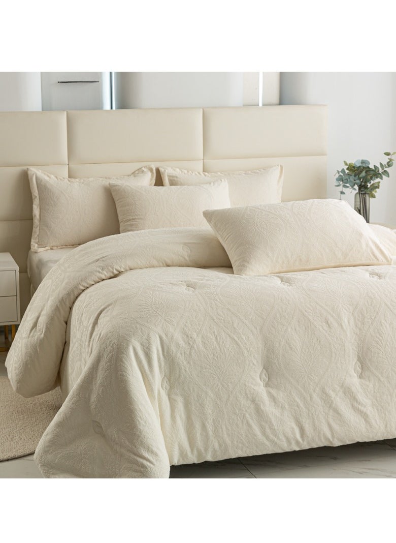 Golden - 4 Pcs Single Size Velvet Comforter Sets,  Fits 120 x 200 cm Single Size Bed, Includes duvet filler/inner core Soft, Warm(L008-4) - Image 1