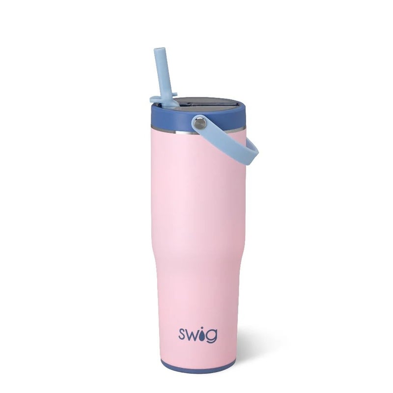 Swig Life 30oz Leak Proof ToGo Tumbler 30oz Leak Proof Water Bottle with Handle and Straw Large Insulated Tumblers Cup Holder Friendly Travel Mug Reusable Leakproof Water Bottle Rose Water - Image 2