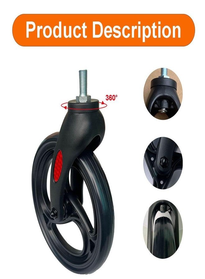 LEACHOI 8 Inch Front Wheel with Fork Drive Assembly, 360° Rotation, Replacement Wheel for Wheelchairs, Transport Chairs, Rollators, Walkers. (1Pr Black) - Image 4