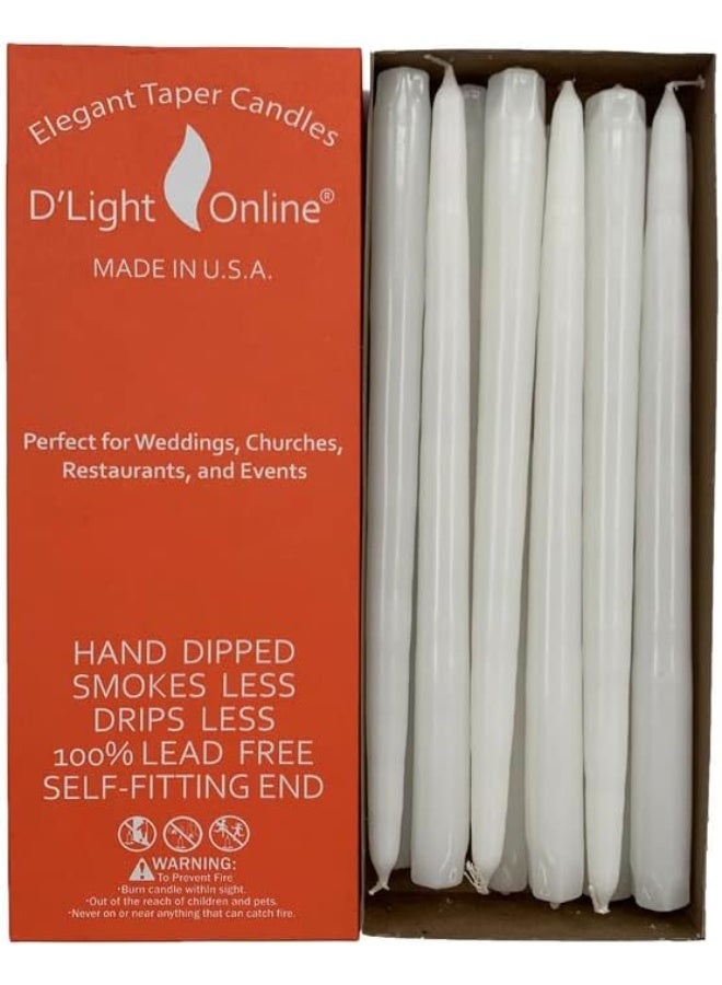 D'light Online White Taper Candles, 10 Inch Premium Quality Candles Hand-Dipped Tapered Candles, Dripless, Smokeless and Unwrapped Bulk Pack for Events - Set of 12 (10 Inch, White) - Image 5