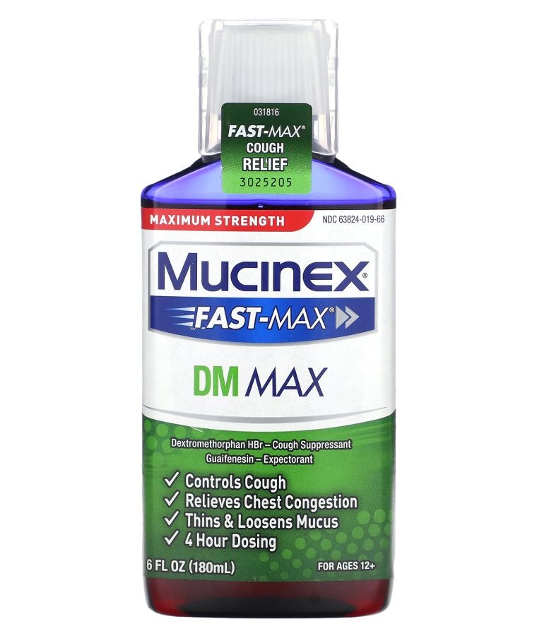 MUCINEX فاست-ماكس دي إم ماكس أقصى قوة للأعمار 12+ 6 أونصة سائلة (180 مل)