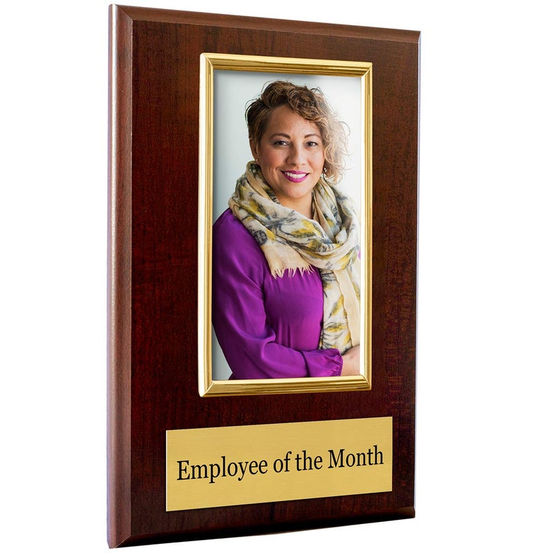 PlaqueMaker Pre-designed Employee of the Month, Quarter or Year Award Plaque - 8 x 10" Photo Plaque holds a 6 x 4" Portrait Photo (Month) - Image 1