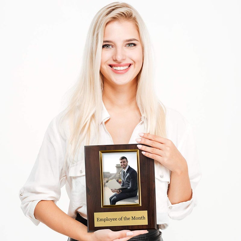 PlaqueMaker Pre-designed Employee of the Month, Quarter or Year Award Plaque - 8 x 10" Photo Plaque holds a 6 x 4" Portrait Photo (Month) - Image 3