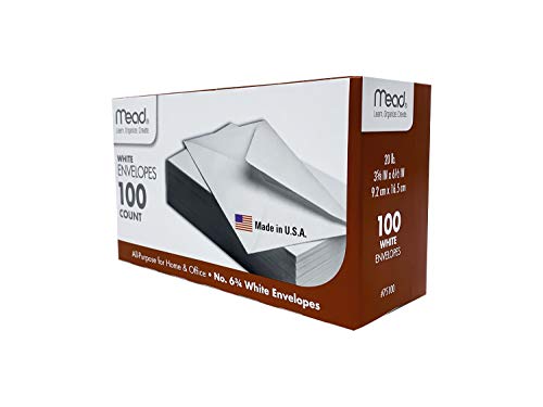 Mead Envelopes 6 3/4 Inches Long White- Box of 100 - Image 1