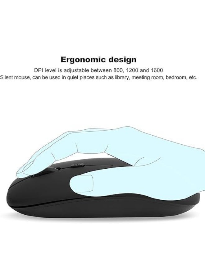 Slim Wireless Mouse – Silent Click 2.4GHz USB Optical Mouse Ultra-Thin Ergonomic Design for Laptop PC MacBook Portable Computer Mouse (Black) - Image 3