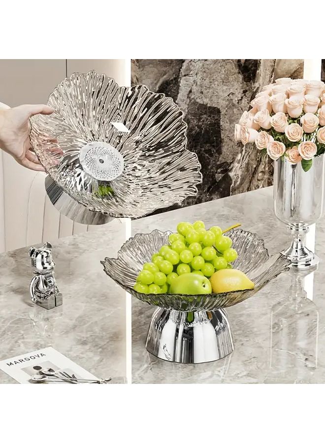 Elegant Golden Red Floral Fruit Bowl Large Capacity Dish For Kitchen Party - Image 2