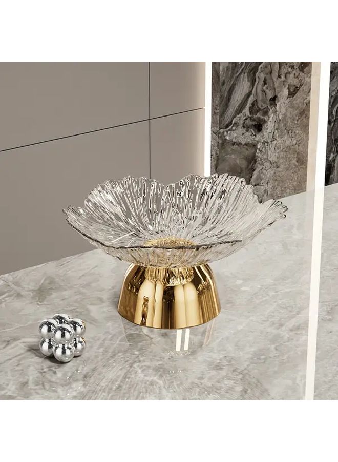 Elegant Golden Red Floral Fruit Bowl Large Capacity Dish For Kitchen Party - Image 5