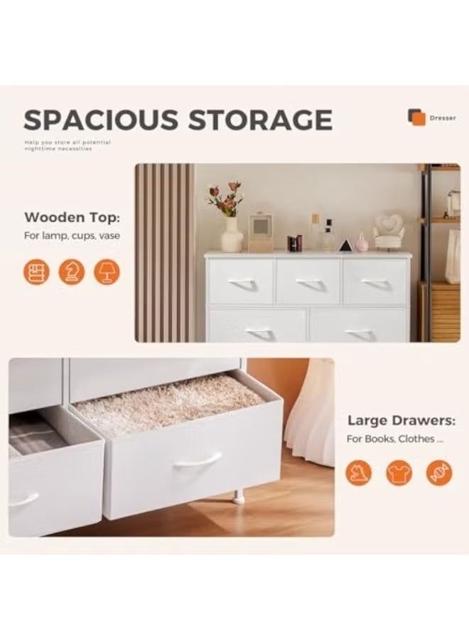 Nadrab Tall Dresser for Bedroom, Fabric Storage Tower with 9 Drawers, White - Image 4