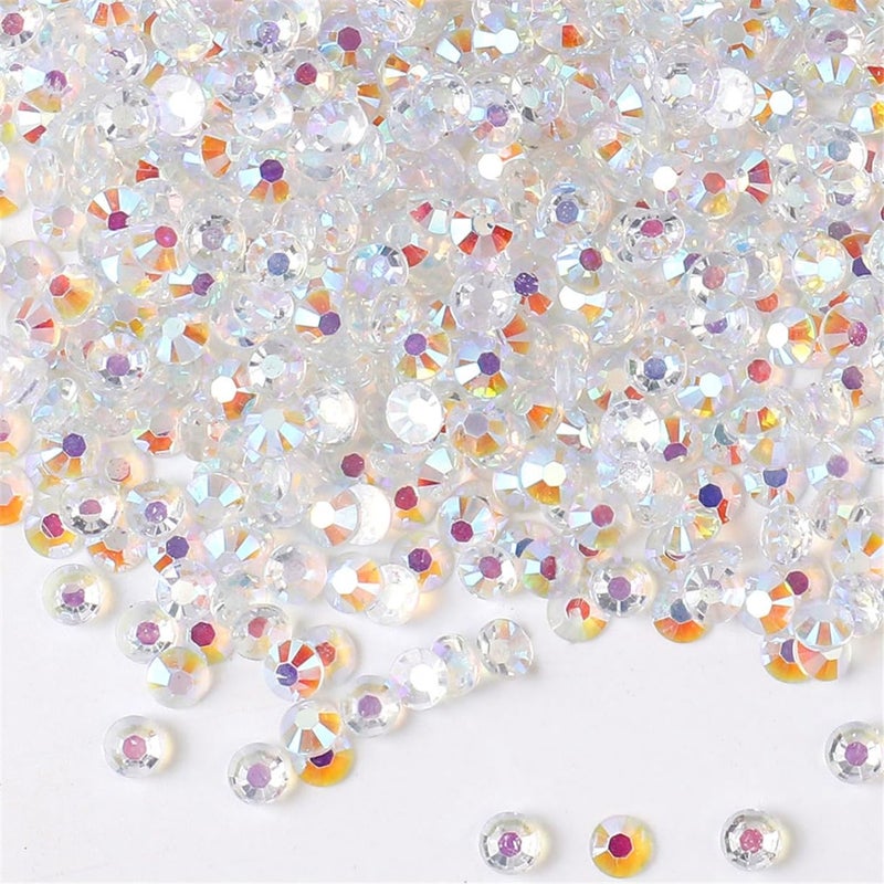 Kdkyy 3000 Pieces SS6 2mm Flatback Rhinestones AB Clear Round Gems Crystals for Nail Art DIY Crafts Clothes Shoes Bags Transparent AB - Image 3