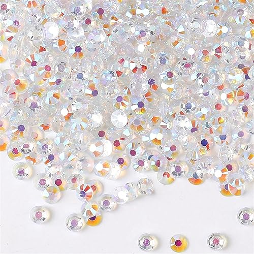 Kdkyy 3000 Pieces SS6 2mm Flatback Rhinestones AB Clear Round Gems Crystals for Nail Art DIY Crafts Clothes Shoes Bags Transparent AB - Image 1