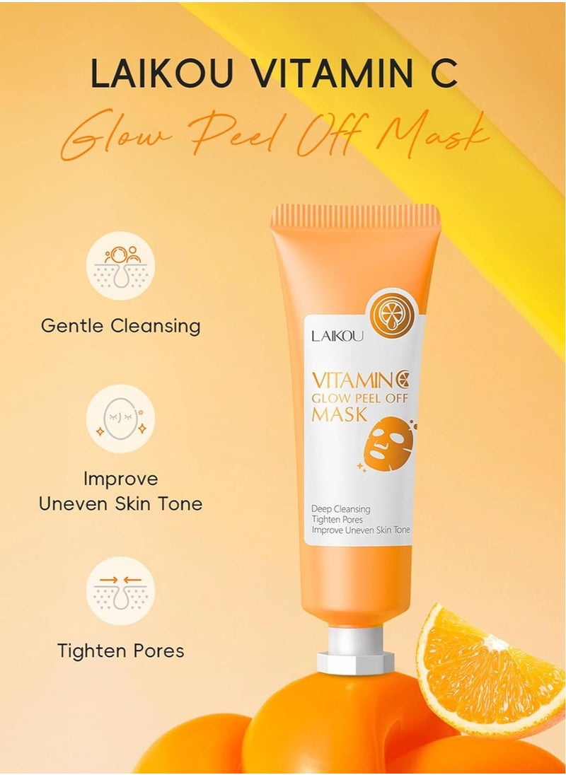 Laikou - Peel Off Face Masks, Vitamin C Hydrating Face Mask Skincare, Vitamin C Face Masks Beauty for Deep Cleansing & Purifying, Exfoliating Face Mask for Reduces Acne and Pores 50g - Image 1