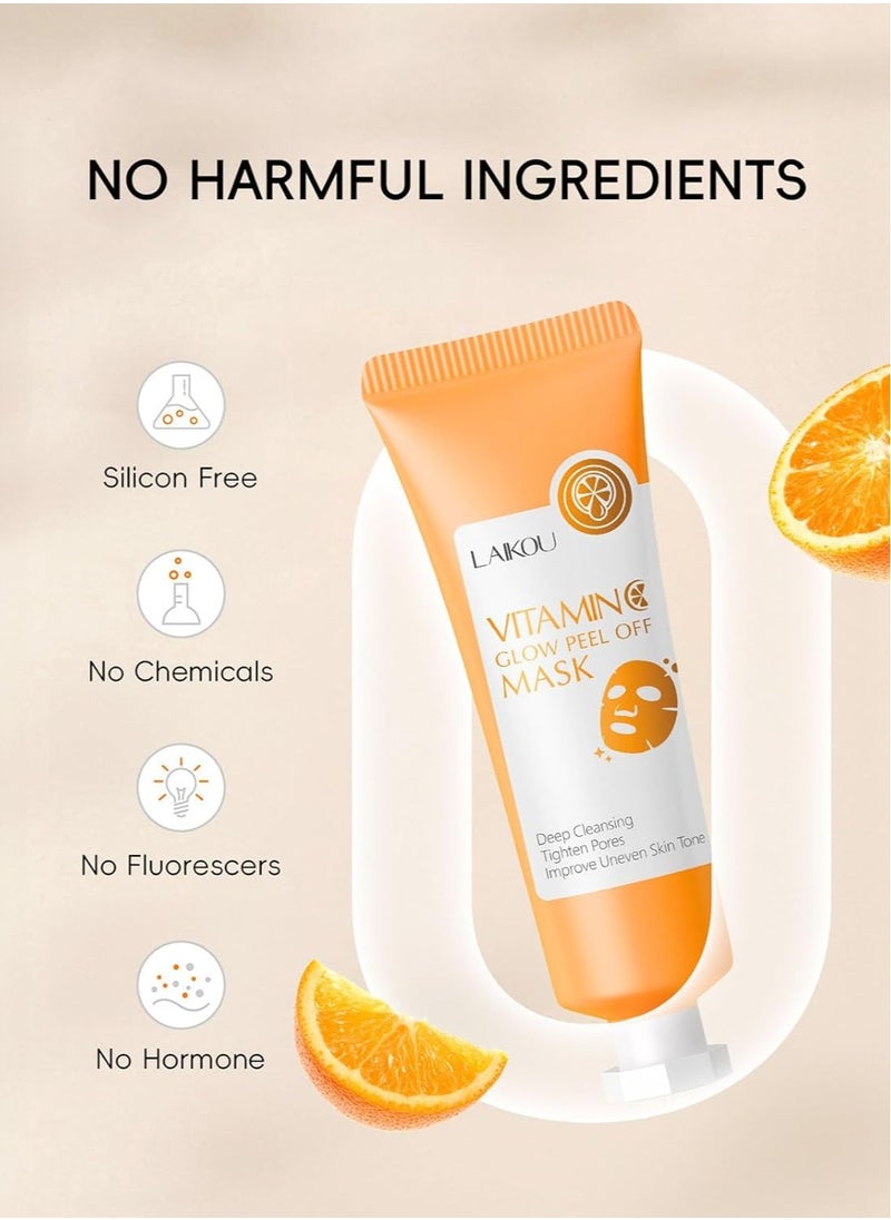 Laikou - Peel Off Face Masks, Vitamin C Hydrating Face Mask Skincare, Vitamin C Face Masks Beauty for Deep Cleansing & Purifying, Exfoliating Face Mask for Reduces Acne and Pores 50g - Image 1