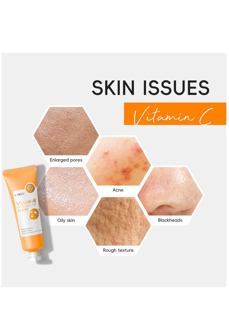 Laikou - Peel Off Face Masks, Vitamin C Hydrating Face Mask Skincare, Vitamin C Face Masks Beauty for Deep Cleansing & Purifying, Exfoliating Face Mask for Reduces Acne and Pores 50g - Image 1