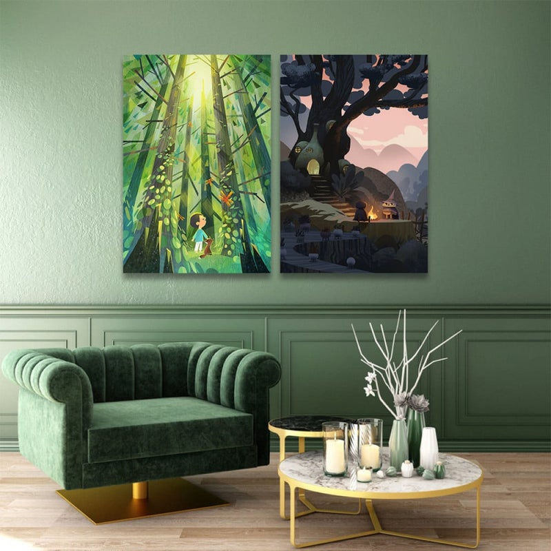 Marktna Double canvas painting with a nature design, total size 80x60 cm - Image 1