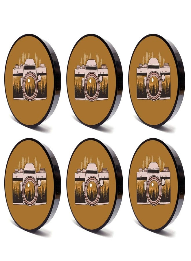 Tinywalk Camera Coaster Wooden Printed Coaster (4X4) inch Set of 6 Pieces - Image 2