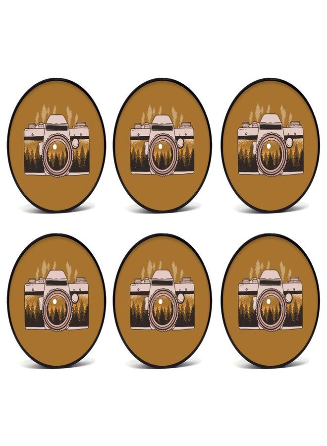 Tinywalk Camera Coaster Wooden Printed Coaster (4X4) inch Set of 6 Pieces - Image 1