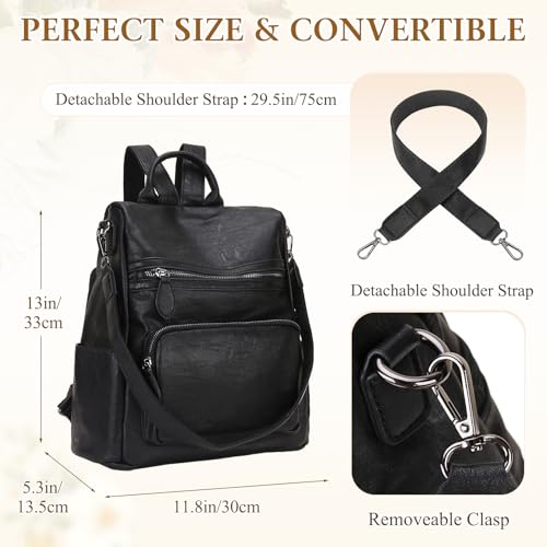 RAVUO Anti-theft Backpack Purse,Fashion Women PU Leather Satchel Backpack Ladies Convertible Shoulder Bag Three Ways to Carry - Image 2