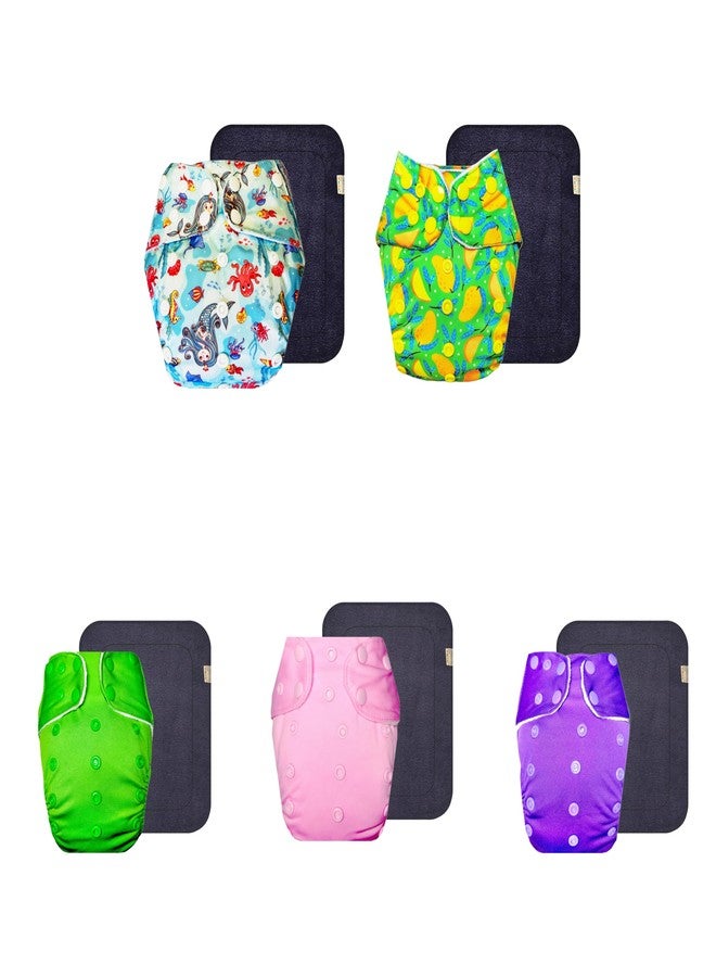 حفاضات قماشية فاخرة من دمبلدو مع حشوة رمادية (عبوة من 5) | ملائمة تمامًا | تسمح بمرور الهواء | مناسبة للسفر | للاستخدام طوال اليوم | من 3 أشهر إلى 3 سنوات | للجنسين - Image 1