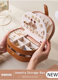 DUNISO Jewelry Box for Women, Large Capacity Double Layer Display Jewellery Organizer with Removable Tray & Partition, PU Leather Jewellery Storage Case, Travel Jewel Holder Cabinet for Earing, Necklace, Bracelet, Rings  - Image 1