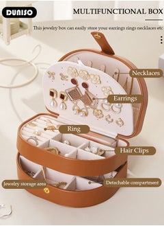 DUNISO Jewelry Box for Women, Large Capacity Double Layer Display Jewellery Organizer with Removable Tray & Partition, PU Leather Jewellery Storage Case, Travel Jewel Holder Cabinet for Earing, Necklace, Bracelet, Rings  - Image 2